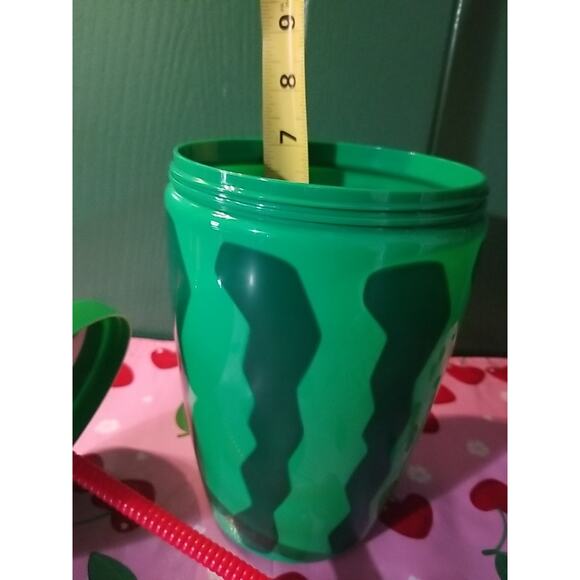 Large Watermelon Drink Tumbler W Straw Reusable Summer Theme-NEW - Picture 5 of 7